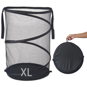 Seiritex mesh popup laundry hamper 115L expanded for a full load of laundry.