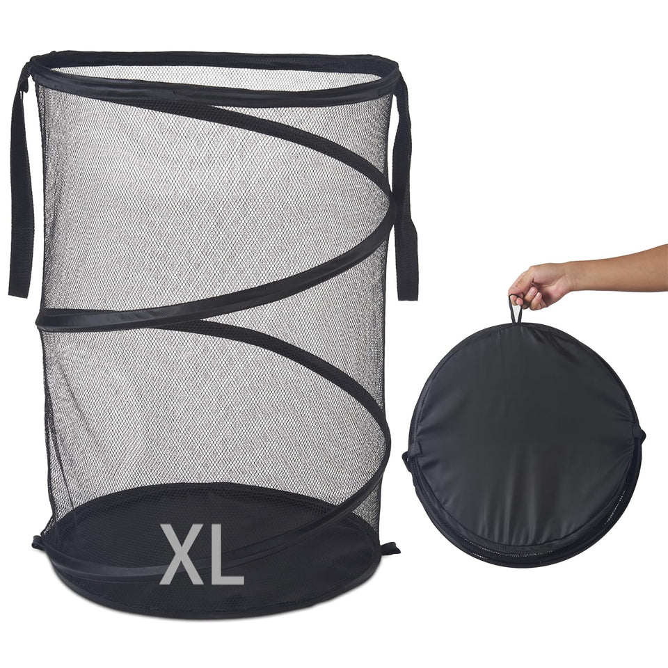 Seiritex mesh popup laundry hamper 115L expanded for a full load of laundry.
