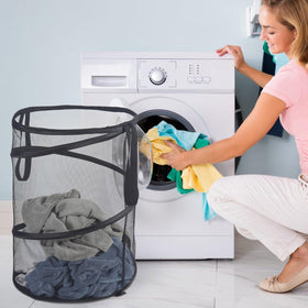Seiritex mesh popup laundry hamper bottom detail shows sturdy base for lasting use.