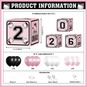 SEL latex balloons 12in in black white and pink for color-coordinated celebrations