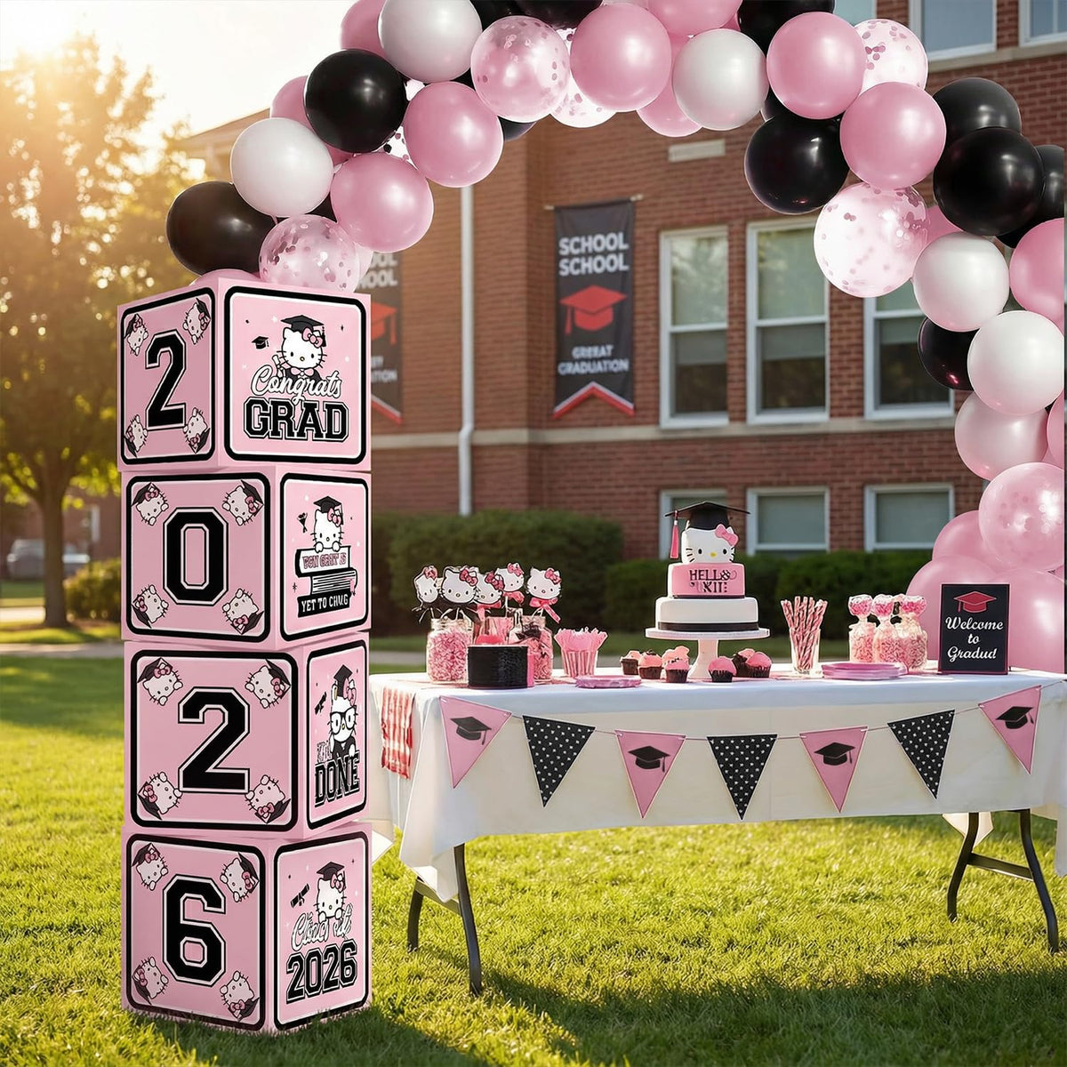 SEL photo backdrop setup for memorable graduation party photos