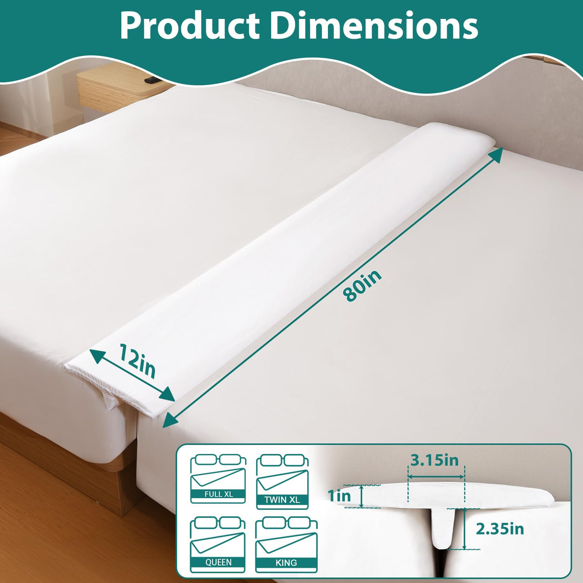 Selectico 12-inch gap filler expands to create a wider, supportive sleep area