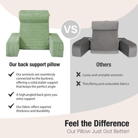 Selectico reading pillow with large pockets keeps remotes within reach