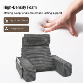 Selectico bed rest pillow large pockets keeps remotes within easy reach.