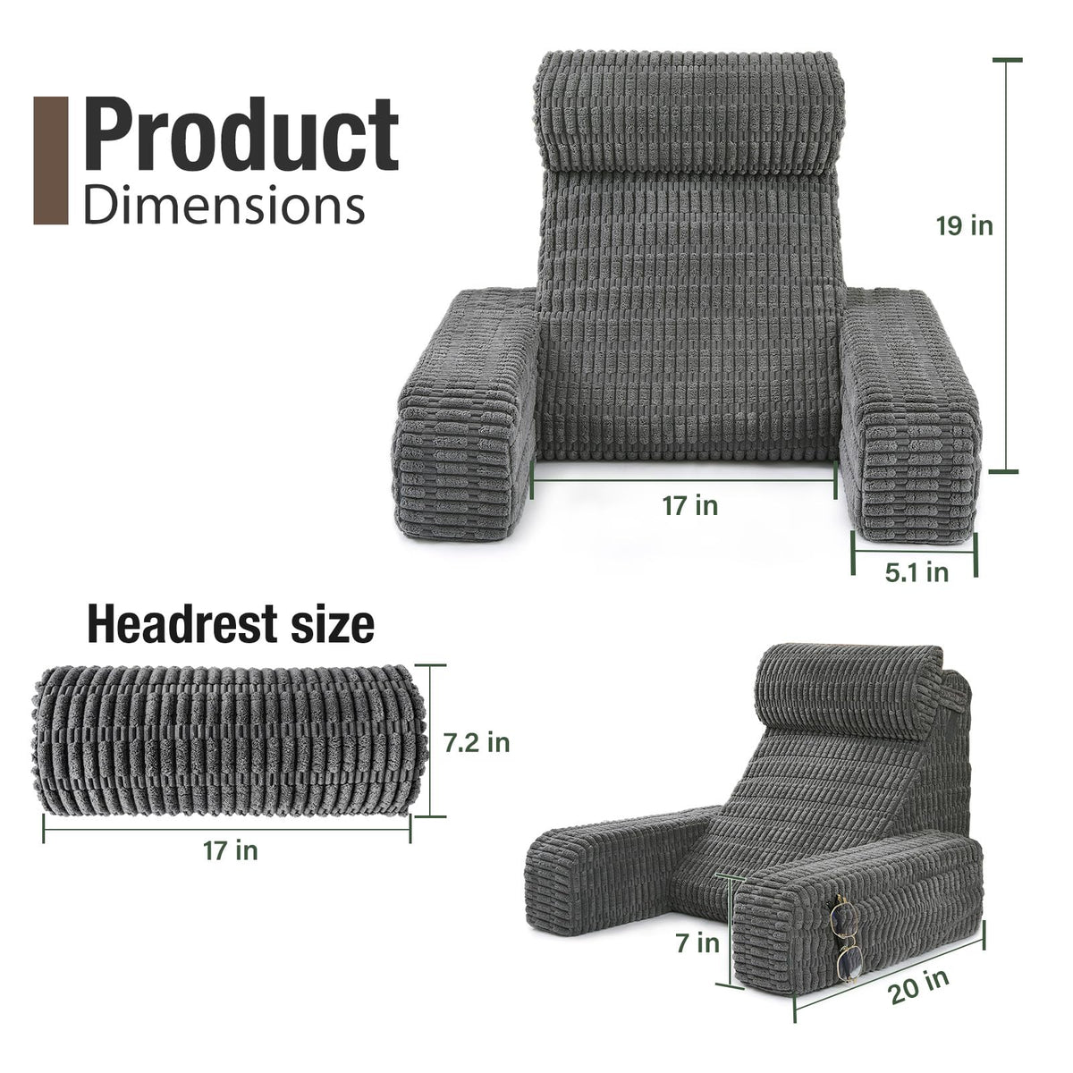 Selectico reading pillow in use while reading or resting offers cozy support and accessibility.