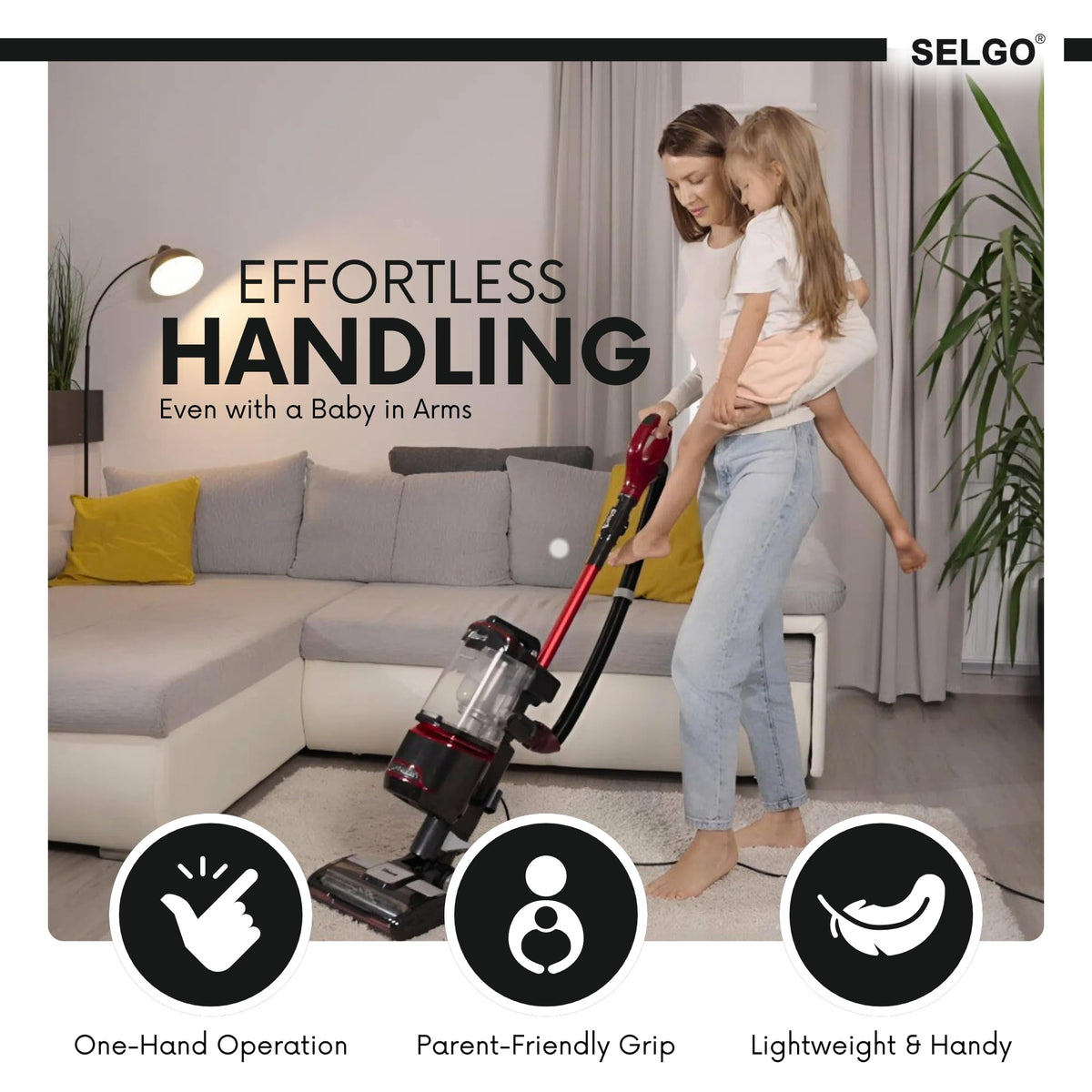 Selgo anti-static hose design helps prevent static shocks.