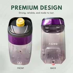 Selgo ergonomic top with textured grip facilitates removal and attachment of the tank.