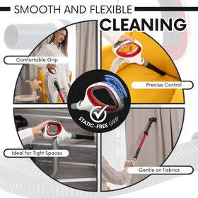 Selgo reach into corners, sofas, and beds with flexible hose extension.