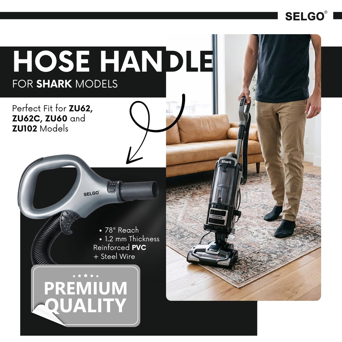 Selgo hose handle for ZU60 offers durable construction for long-lasting performance.