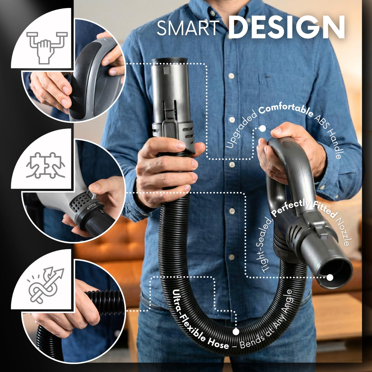 Selgo hose handle for ZU62C delivers ergonomic grip for comfortable cleaning.
