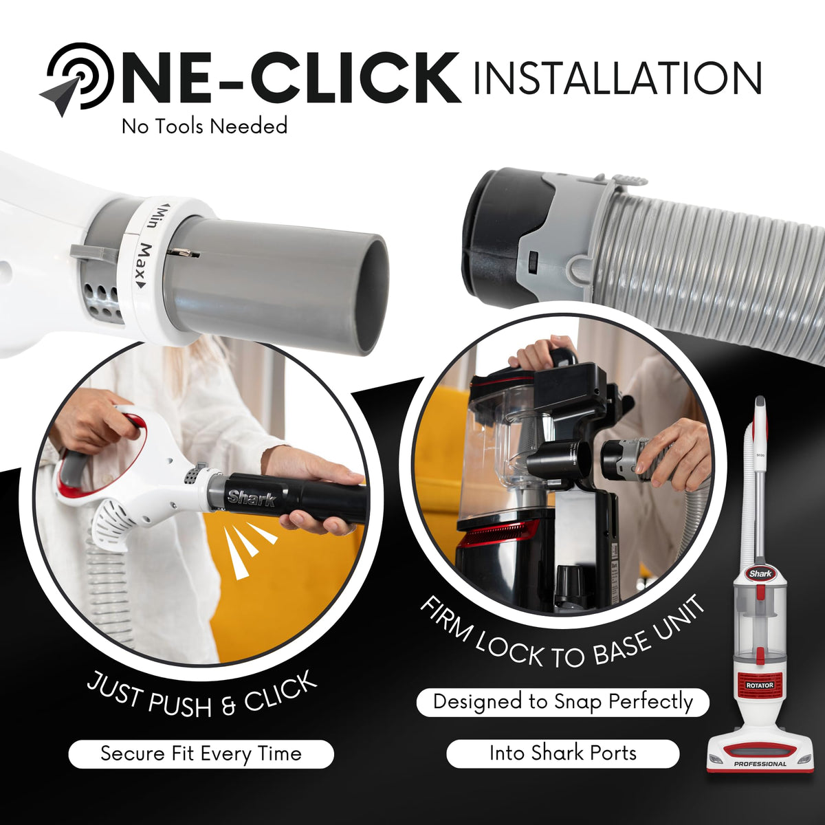 Selgo tight-seal connection boosts suction with secure fit during cleaning tasks.