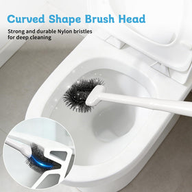 Sellemer curved brush head reaches under rim for deep cleaning.