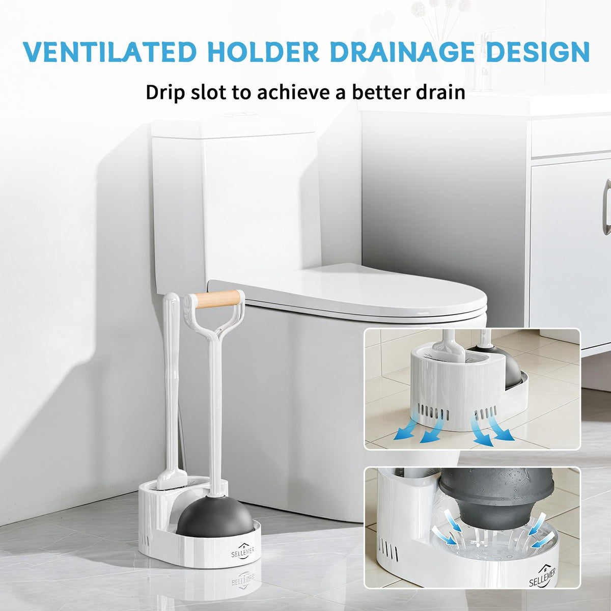 Sellemer curved-head brush cleans tight spaces and under-rim areas.