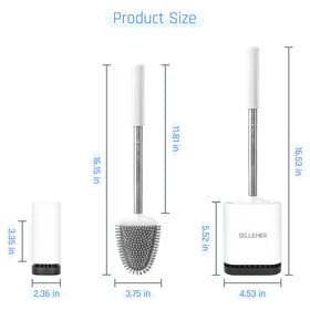 Three-pack white Sellemer toilet brush set for bathrooms