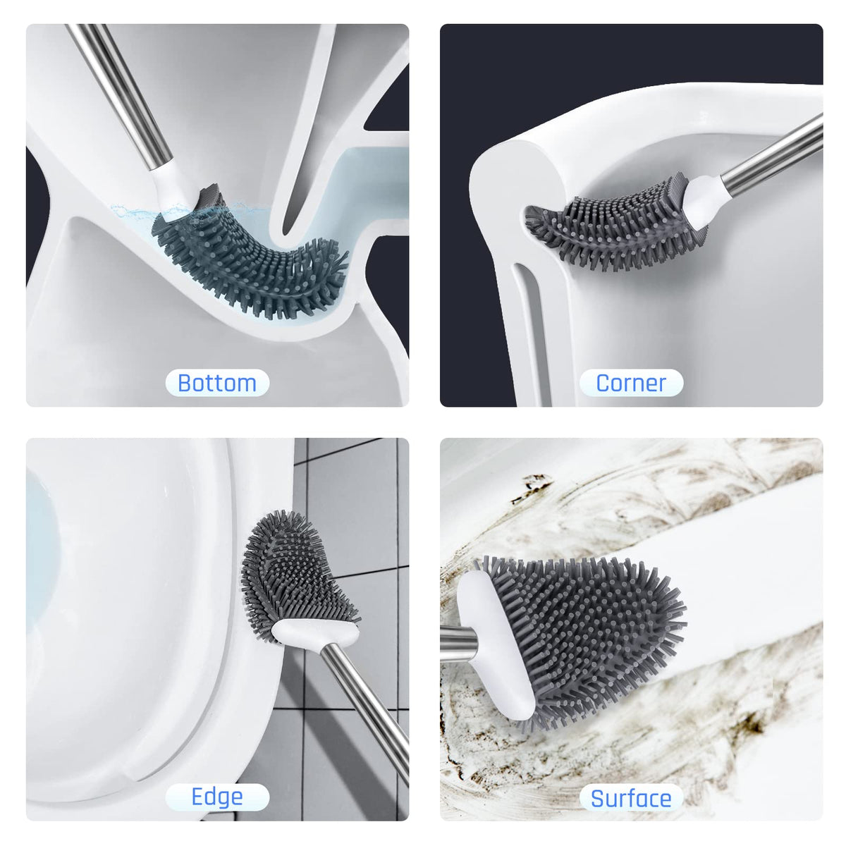 Sellemer silicone-bristles brush head keeps hair tangling low during cleaning