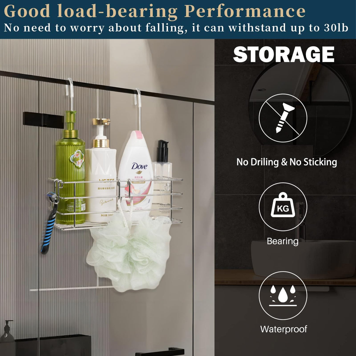 Seltomer caddy with 360° swivel hook for flexible hanging.