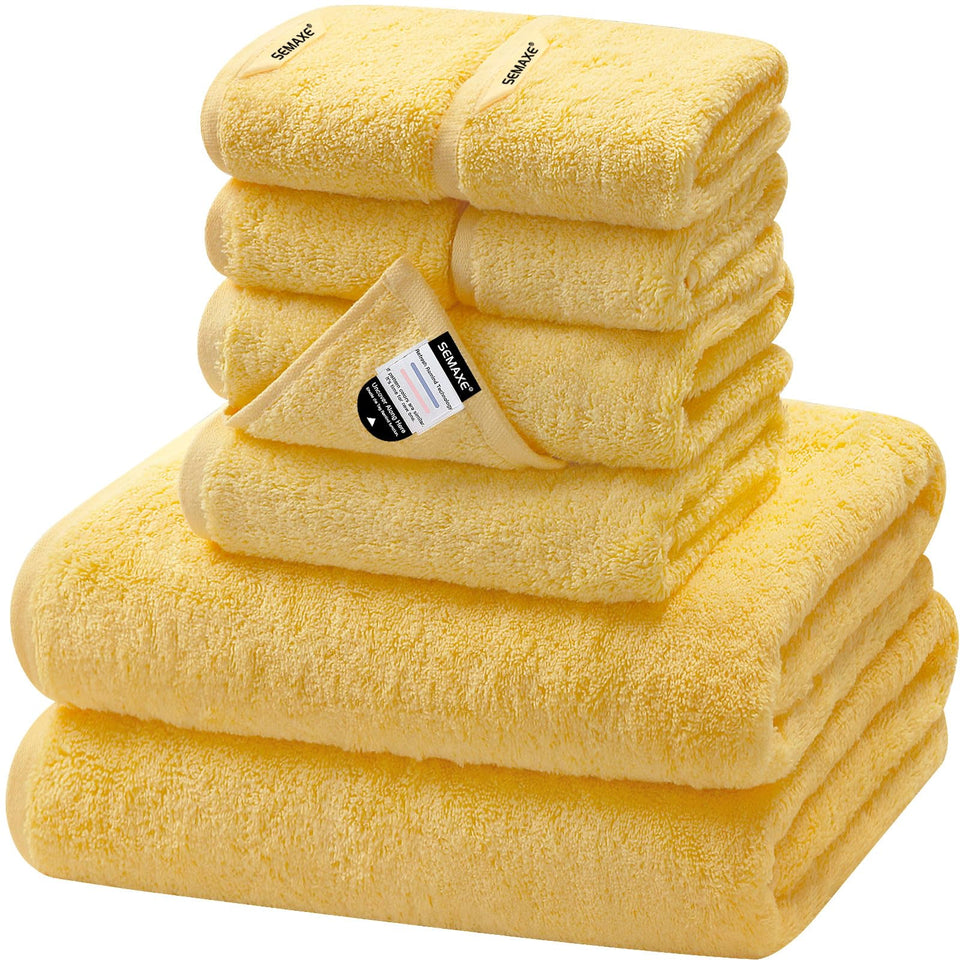 SEMAXE bath towel set 8-piece on rack, ideal for daily family use and quick drying.
