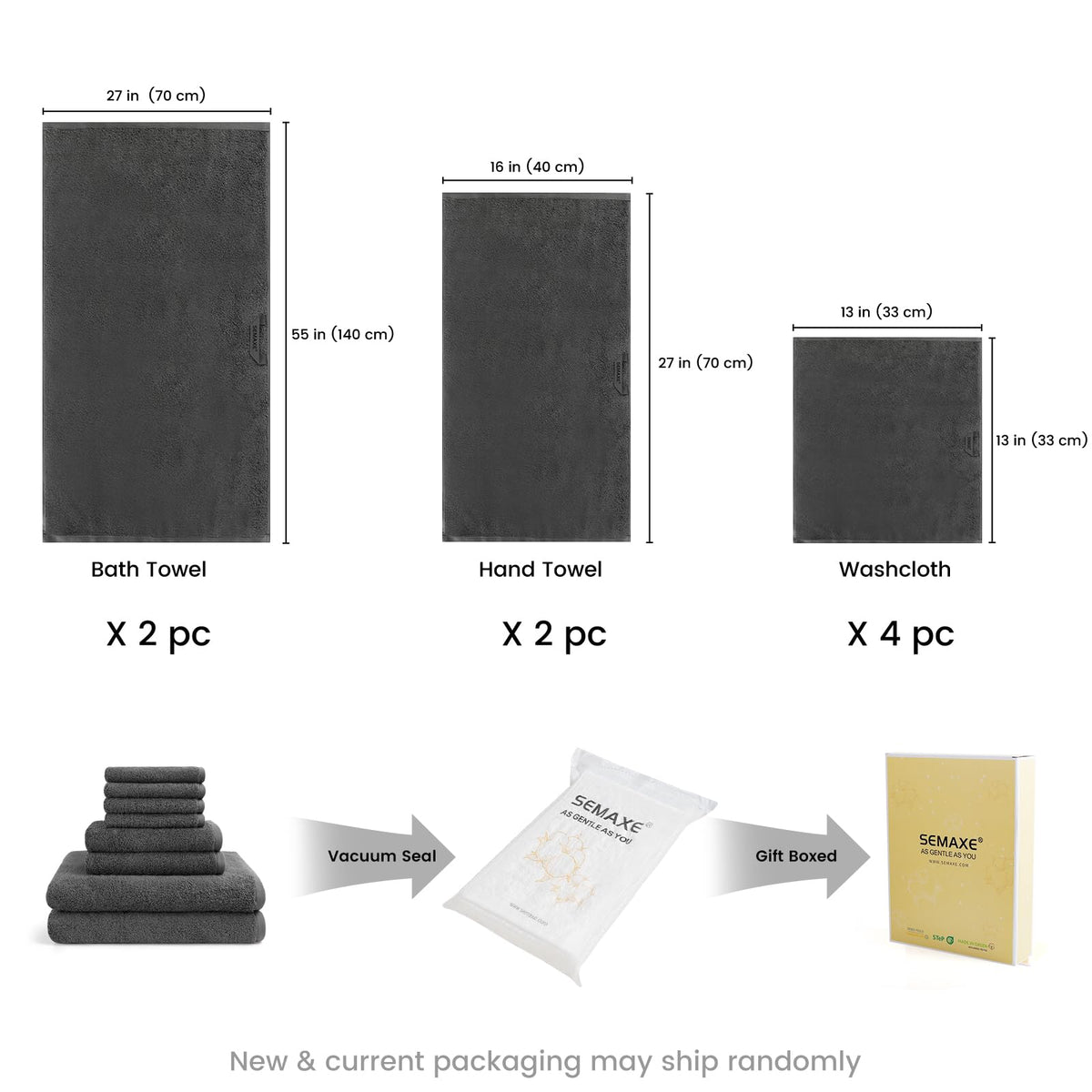 SEMAXE 8-piece hand towels (16x27) offer quick-dry convenience