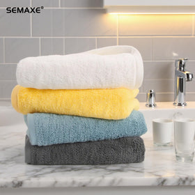 SEMAXE bright yellow towels brighten bathroom decor