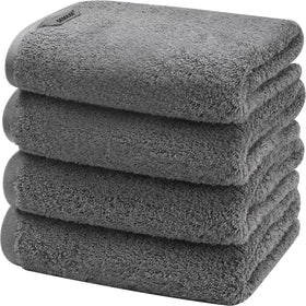 SEMAXE gray hand towel with hanging loop for quick-dry bathroom use.