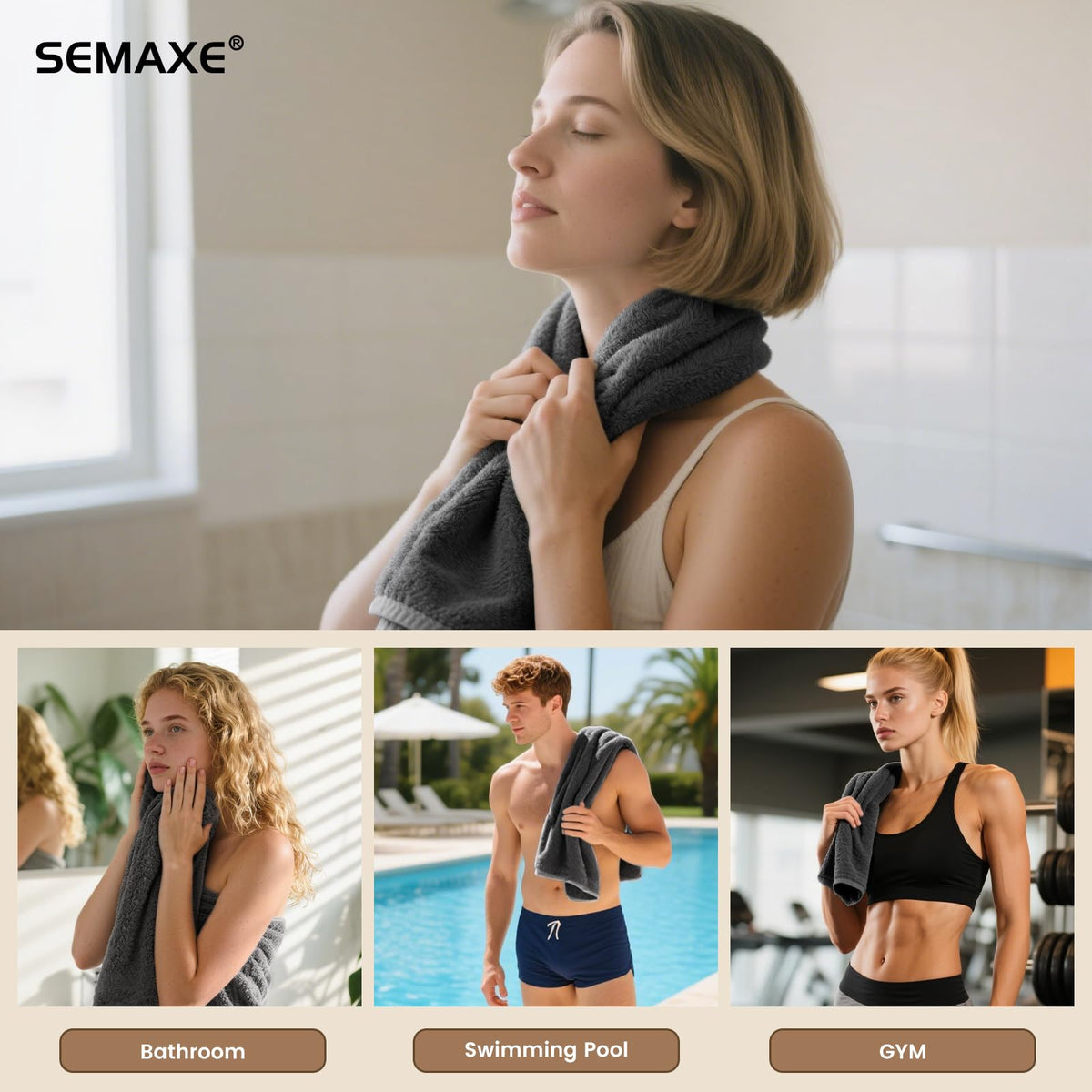 Machine washable SEMAXE towels stay soft after repeated cycles.