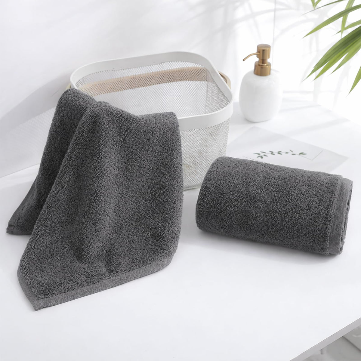 27 by 16 inch SEMAXE towels in a modern gray tone.