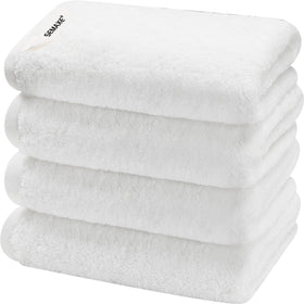 SEMAXE white towels 4-pack packaging shows clean, gift-ready presentation and freshness