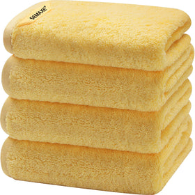 SEMAXE yellow hand towels in a bright bathroom, 4-pack for daily use
