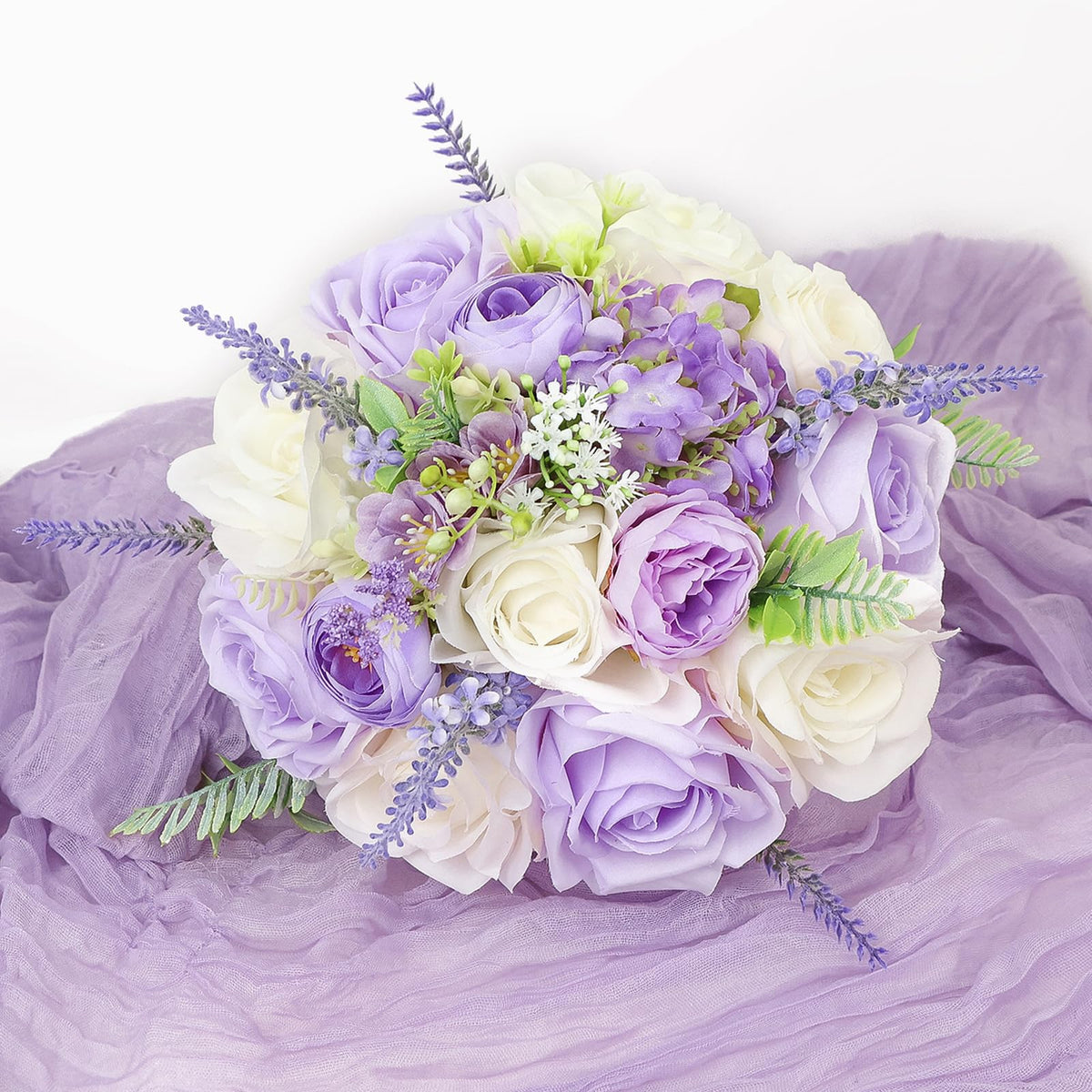 SEMONONIA Ivory rose bouquet adds elegant bridesmaid styling for the ceremony.