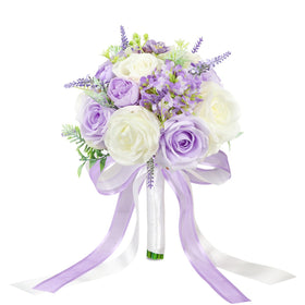 SEMONONIA Bride Bouquet with lilac roses for long-lasting wedding decor.