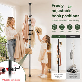 Sempicad coat rack with 12 hooks keeps coats organized and accessible.