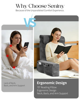 Seniny ergonomic-backrest-60-degree supports comfortable sitting up for study or TV.