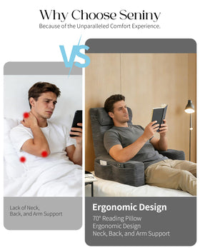 Seniny Reading Pillow 60 degree backrest for upright comfort