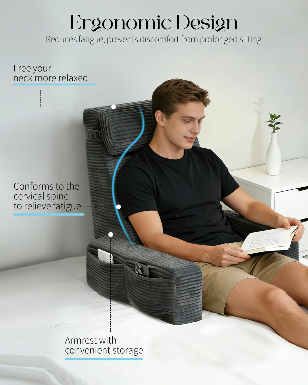 Seniny Reading Pillow ideal for dorm and couch lounging