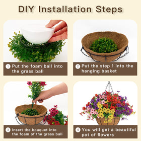 Senjie assembly-ready hanging planter with plant ball included.