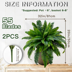 Senjie artificial fern 32inch full pack for room-wide greenery