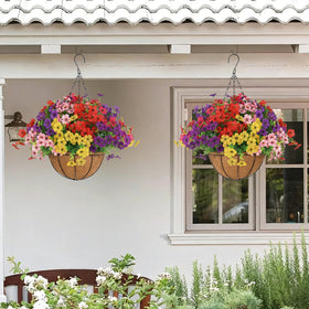 Senjie hanging basket chain detail for adjustable outdoor displays.