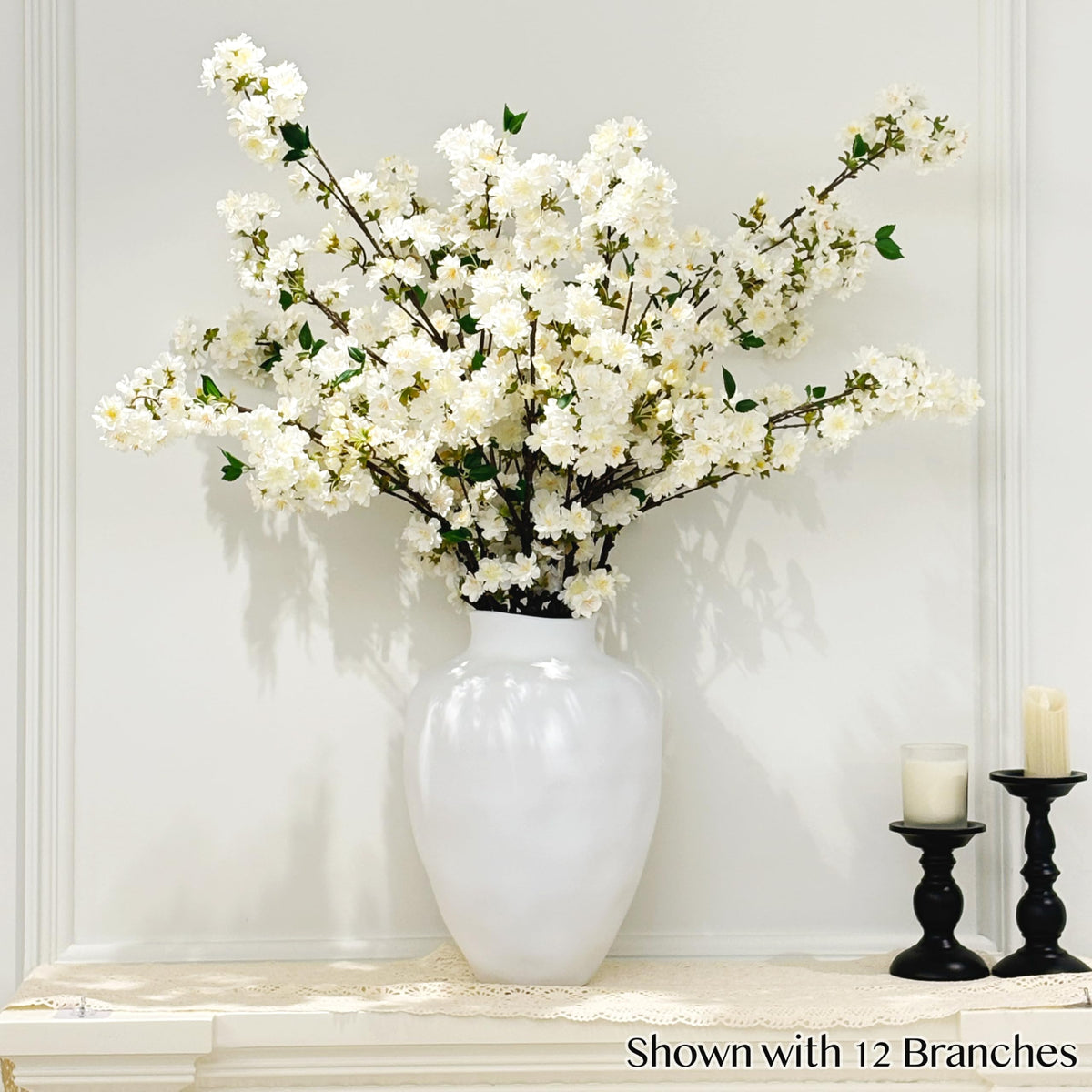 Senjie office desk decor with silk cherry blossoms for calm workspace