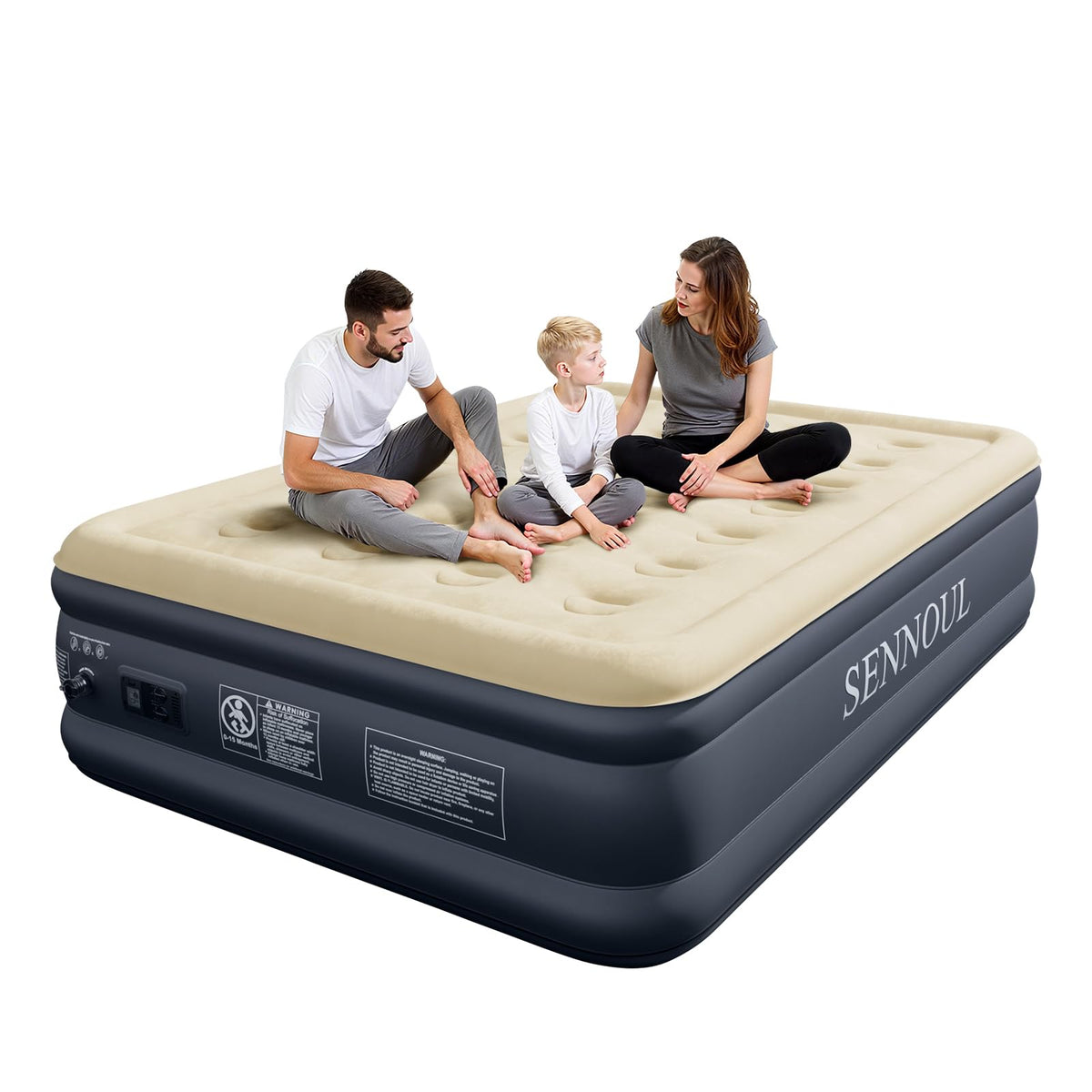 SENNOUL air mattress with built-in pump ready for quick setup.