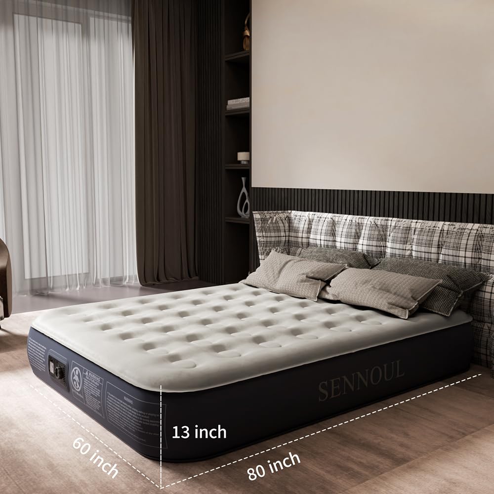 SENNOUL air mattress queen surface is water- and odor-resistant for easy care.