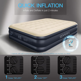 SENNOUL air mattress queen 40 coil beams provide even support and lasting comfort