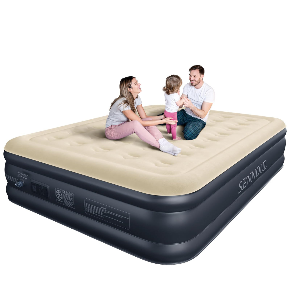 SENNOUL air mattress queen built-in pump inflates quickly for guests