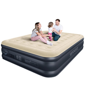 SENNOUL air mattress queen built-in pump inflates quickly for guests