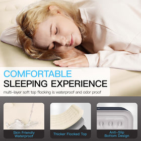 SENNOUL air mattress queen soft flocked surface offers gentle feel and moisture resistance