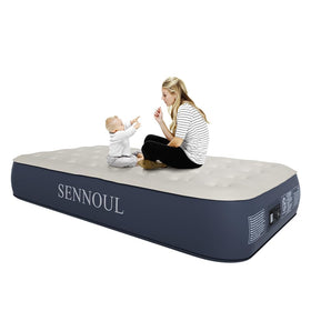 SENNOUL twin air mattress with built-in pump for quick setup.