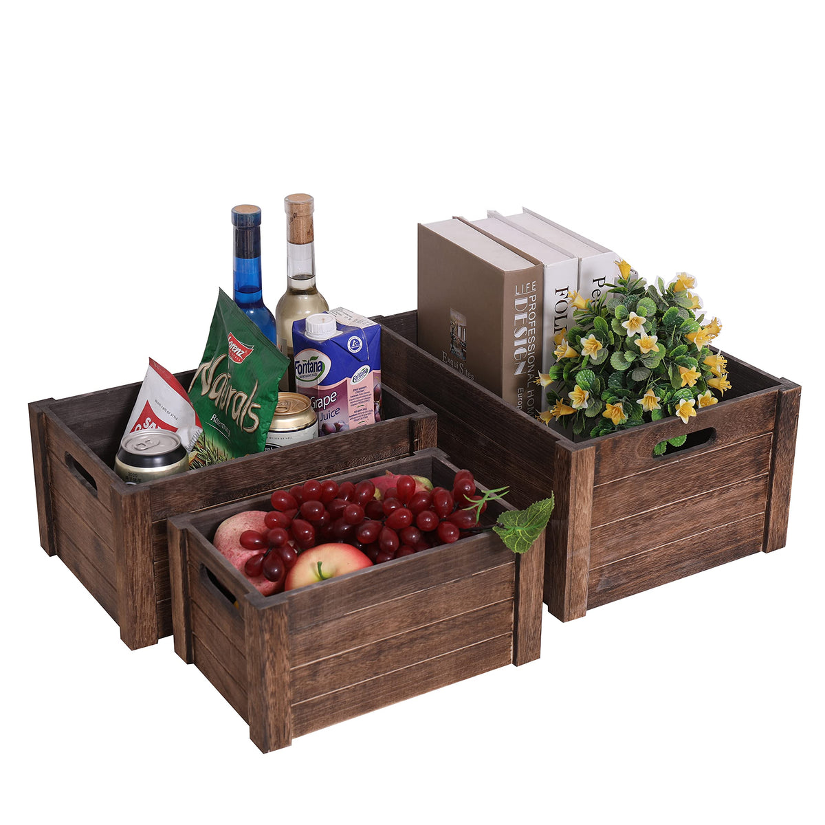 SENRYEE Farmhouse antique black crate set decor combines function and style