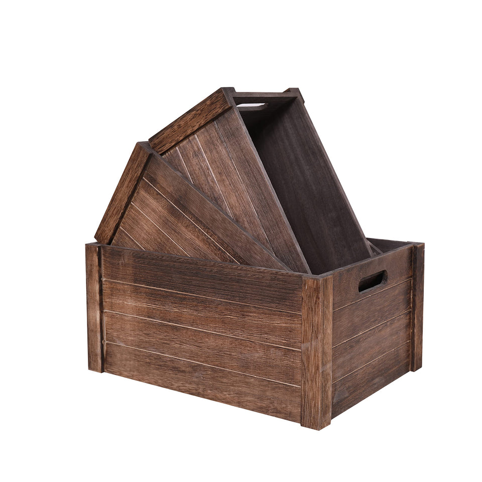 SENRYEE Farmhouse antique black crate small for tidy desk storage