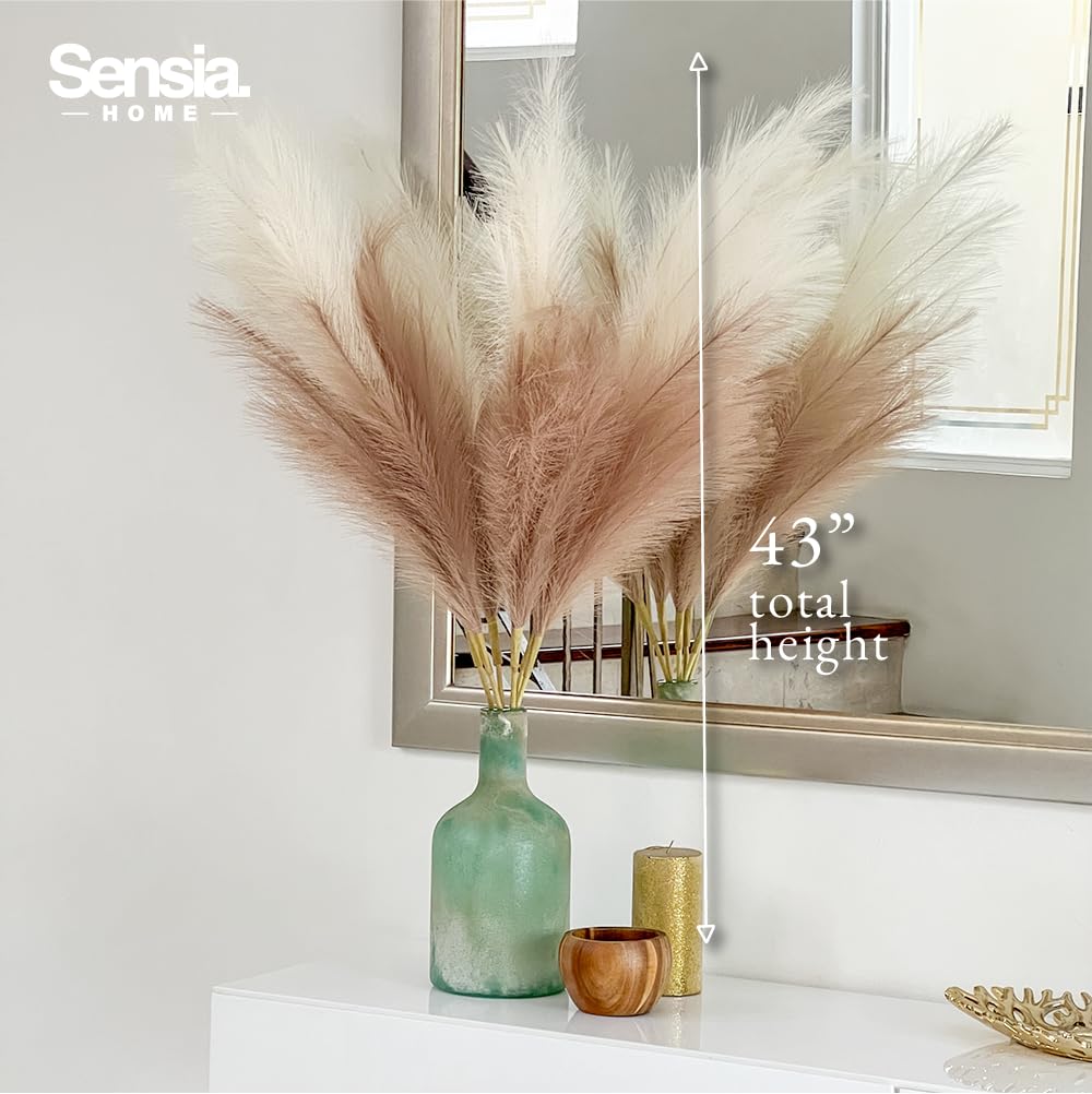 Sensia Home boho pampas arrangement in beige and brown adds texture.