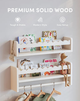 Seocry nursery floating wall shelf in white adds playful storage