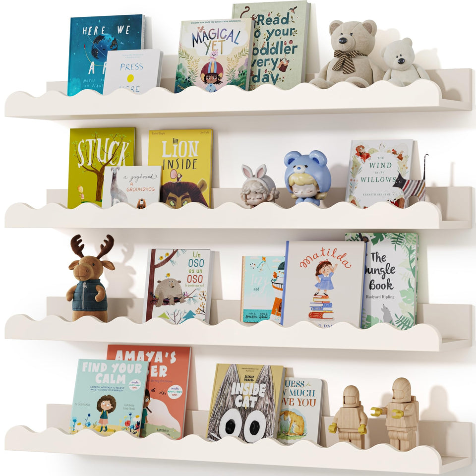 Seocry Nusery Shelves White 23in — sturdy wooden wall-mount storage